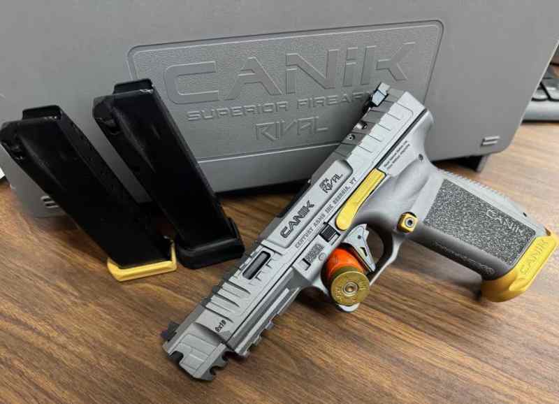 Canik SFX Rival 9mm 5&quot; Grey/Gold 3-Mags w/Box